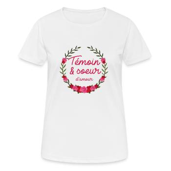 Témoin et soeur d'amour - T-shirt respirant Femme - blanc - Devant - AI Model Female 172 dark (172cm)