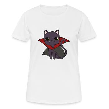 Katze Vampir - Frauen T-Shirt atmungsaktiv - Weiß - Vorne - AI Model Female 172 dark (172cm)