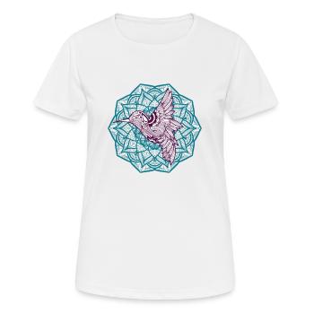 Mandala colibri. Bel oiseau et nature - T-shirt respirant Femme - blanc - Devant - AI Model Female 172 dark (172cm)