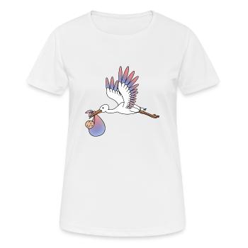 Storch - Frauen T-Shirt atmungsaktiv - Weiß - Vorne - AI Model Female 172 dark (172cm)
