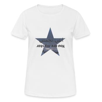 J’adore les vêtements / Mon étoile - T-shirt respirant Femme - blanc - Devant - AI Model Female 172 dark (172cm)