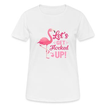 Lass uns in Scharen strömen, Flamingo - Frauen T-Shirt atmungsaktiv - Weiß - Vorne - AI Model Female 172 dark (172cm)
