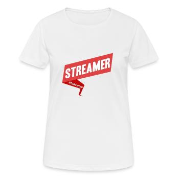 Streamer follow me red - Women's Breathable T-Shirt - white - Front - AI Model Female 172 dark (172cm)
