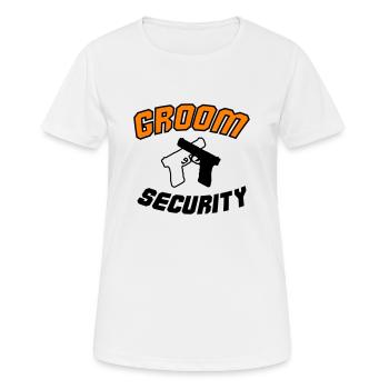 Groom Security - Frauen T-Shirt atmungsaktiv - Weiß - Vorne - AI Model Female 172 dark (172cm)