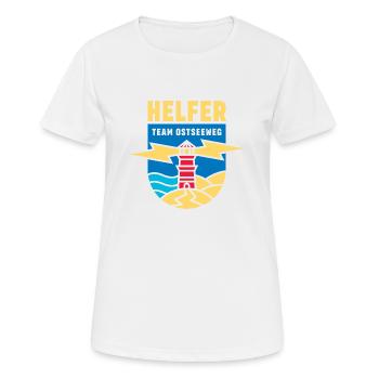 Ostseeweg Helfer T-Shirt 2023 - Frauen T-Shirt atmungsaktiv - Weiß - Vorne - AI Model Female 172 dark (172cm)