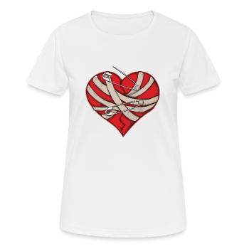 Gebrochenes Herz Verband und Sicherheitsnadeln - Frauen T-Shirt atmungsaktiv - Weiß - Vorne - AI Model Female 172 dark (172cm)