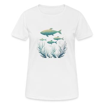 Small school of fish (art, nature, design) - Women's Breathable T-Shirt - white - Front - AI Model Female 172 dark (172cm)