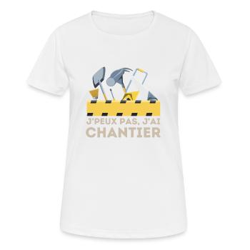 Chantier de construction - T-shirt respirant Femme - blanc - Devant - AI Model Female 172 dark (172cm)