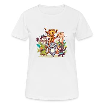 Les animaux en folie n°2 - T-shirt respirant Femme - blanc - Devant - AI Model Female 172 dark (172cm)