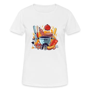 Barbecue and utensils n°3 - Women's Breathable T-Shirt - white - Front - AI Model Female 172 dark (172cm)