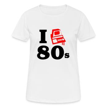 i love 80s | Retro-Computer - Frauen T-Shirt atmungsaktiv - Weiß - Vorne - AI Model Female 172 dark (172cm)