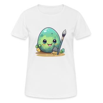 Ei mit Pinsel - Frauen T-Shirt atmungsaktiv - Weiß - Vorne - AI Model Female 172 dark (172cm)