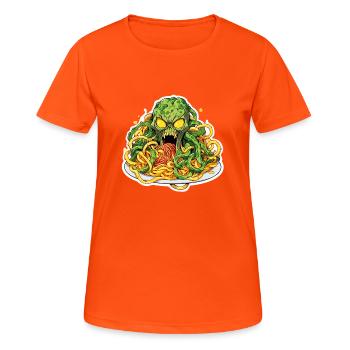 Creepy Pasta Cthulhu - Frauen T-Shirt atmungsaktiv - Neonorange - Vorne - AI Model Female 172 dark (172cm)