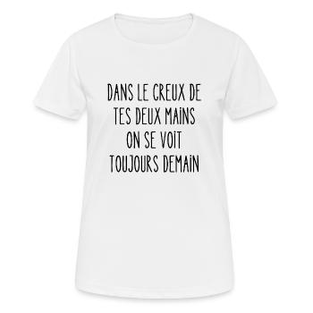 Dans le creux de tes deux mains - T-shirt respirant Femme - blanc - Devant - AI Model Female 172 dark (172cm)