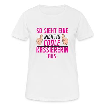 Kassiererin | Spruch | lustig | Kasse - Frauen T-Shirt atmungsaktiv - Weiß - Vorne - AI Model Female 172 dark (172cm)