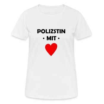 Polizistin mit Herz - Polizei - Frauen T-Shirt atmungsaktiv - Weiß - Vorne - AI Model Female 172 dark (172cm)