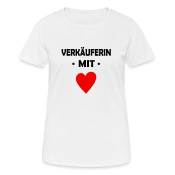 Verkäuferin mit Herz - Frauen T-Shirt atmungsaktiv - Weiß - Vorne - AI Model Female 172 dark (172cm)