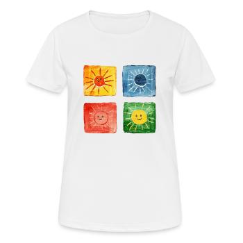 Soleils colorés - T-shirt respirant Femme - blanc - Devant - AI Model Female 172 dark (172cm)
