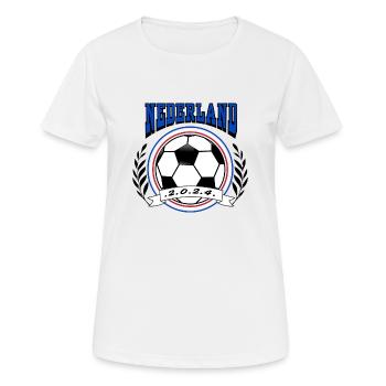 Tendance de style universitaire rétro de football des Pays-Bas - T-shirt respirant Femme - blanc - Devant - AI Model Female 172 dark (172cm)