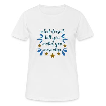 what doesn't kill you - blue with stars - Women's Breathable T-Shirt - white - Front - AI Model Female 172 dark (172cm)
