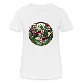 Japanischer Karpfen-Koi-Teich - Frauen T-Shirt atmungsaktiv - Weiß - Vorne - AI Model Female 172 dark (172cm)