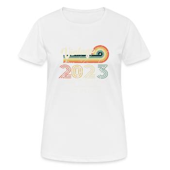 2023 Jahrgangsklassiker 2023 - Frauen T-Shirt atmungsaktiv - Weiß - Vorne - AI Model Female 172 dark (172cm)