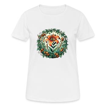 Lys tigré - T-shirt respirant Femme - blanc - Devant - AI Model Female 172 dark (172cm)