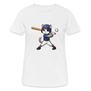Sportkatze: Baseballspieler - Frauen T-Shirt atmungsaktiv - Weiß - Vorne - AI Model Female 172 dark (172cm)