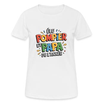 Elu pompier et papa de l'année - T-shirt respirant Femme - blanc - Devant - AI Model Female 172 dark (172cm)