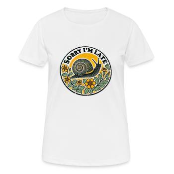 Désolé, je suis en retard - T-shirt respirant Femme - blanc - Devant - AI Model Female 172 dark (172cm)