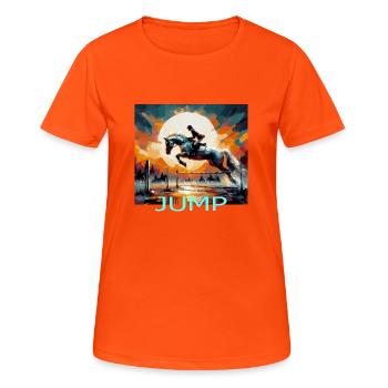 Horse - Frauen T-Shirt atmungsaktiv - Neonorange - Vorne - AI Model Female 172 dark (172cm)