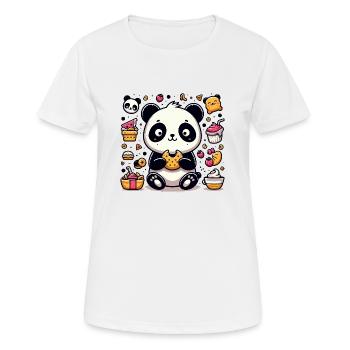 Panda mignon avec des collations - T-shirt respirant Femme - blanc - Devant - AI Model Female 172 dark (172cm)