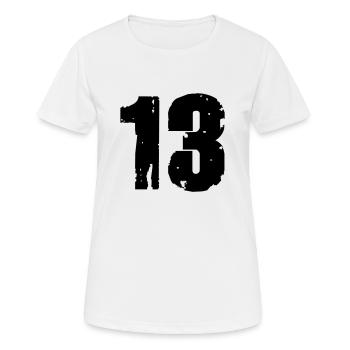 13 - Frauen T-Shirt atmungsaktiv - Weiß - Vorne - AI Model Female 172 dark (172cm)