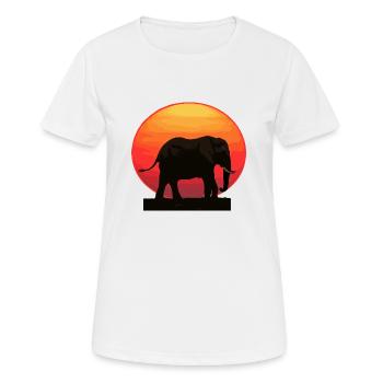 Eléphant au lever du soleil - T-shirt respirant Femme - blanc - Devant - AI Model Female 172 dark (172cm)