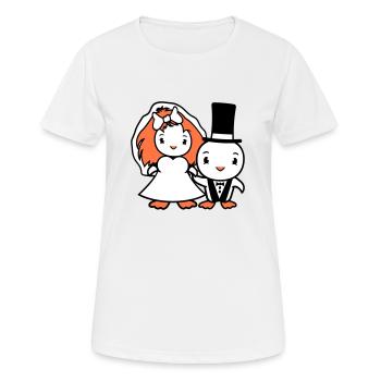 2 Vögel Hochzeitspaar Enten Hochzeit Mann Frau süß - Frauen T-Shirt atmungsaktiv - Weiß - Vorne - AI Model Female 172 dark (172cm)