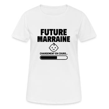 Annonce grossesse Future marraine - T-shirt respirant Femme - blanc - Devant - AI Model Female 172 dark (172cm)