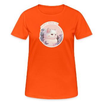 Puff beurteilt dich schweigend - Frauen T-Shirt atmungsaktiv - Neonorange - Vorne - AI Model Female 172 dark (172cm)