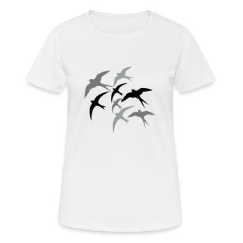 Schwalben Richtung Süden - Frauen T-Shirt atmungsaktiv - Weiß - Vorne - AI Model Female 172 dark (172cm)