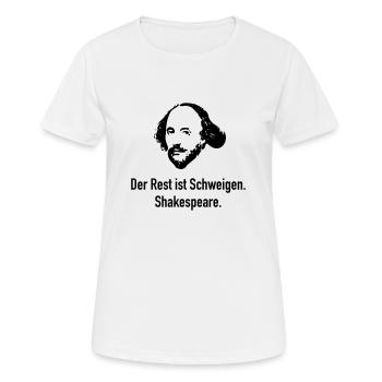 Shakespeare: Der Rest ist Schweigen. - Frauen T-Shirt atmungsaktiv - Weiß - Vorne - AI Model Female 172 dark (172cm)