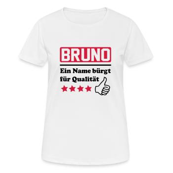 bruno - Frauen T-Shirt atmungsaktiv - Weiß - Vorne - AI Model Female 172 dark (172cm)