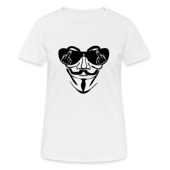 anonymous Maske Lünette fuck - Frauen T-Shirt atmungsaktiv - Weiß - Vorne - AI Model Female 172 dark (172cm)