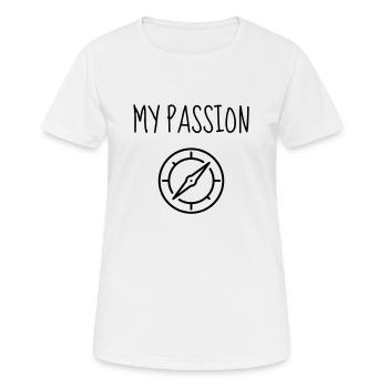 Geocaching / Geocacher / Compass / GPS - Women's Breathable T-Shirt - white - Front - AI Model Female 172 dark (172cm)