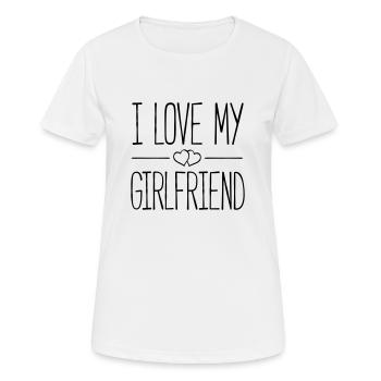 i love my girlfriend hearts - Frauen T-Shirt atmungsaktiv - Weiß - Vorne - AI Model Female 172 dark (172cm)