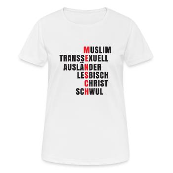Antirassismus - Mensch - Frauen T-Shirt atmungsaktiv - Weiß - Vorne - AI Model Female 172 dark (172cm)