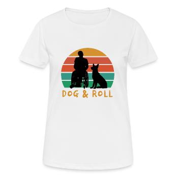 Dog and Roll Rollstuhlfahrer mit Hund Rolli Spruch - Frauen T-Shirt atmungsaktiv - Weiß - Vorne - AI Model Female 172 dark (172cm)