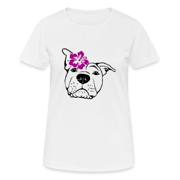 Staffordshire mit Hibiskus - Frauen T-Shirt atmungsaktiv - Weiß - Vorne - AI Model Female 172 dark (172cm)