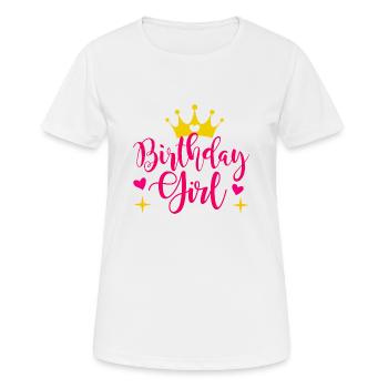 Fille d’anniversaire avec couronne et cœur Joyeux anniversaire - T-shirt respirant Femme - blanc - Devant - AI Model Female 172 dark (172cm)