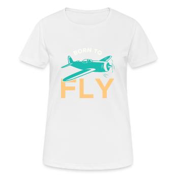 Né pour pilote d’aviation - T-shirt respirant Femme - blanc - Devant - AI Model Female 172 dark (172cm)