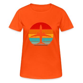 airplane - Women's Breathable T-Shirt - neon orange - Front - AI Model Female 172 dark (172cm)