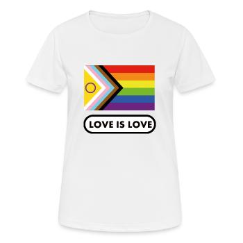 Pride Intersex Inclusive Flagge Liebe ist Liebe - Frauen T-Shirt atmungsaktiv - Weiß - Vorne - AI Model Female 172 dark (172cm)